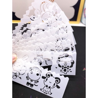 Kit 8 stencil barrinhas molde pintura Estêncil  tecido infantil animais bichinhos insetos em Oferta na Shopee