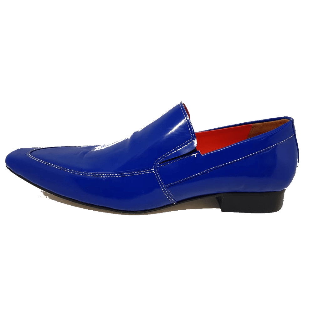 Sapato Masculino Italiano em Couro Social Executivo Azul Bergman Bico Fino Ref: 291 Azul