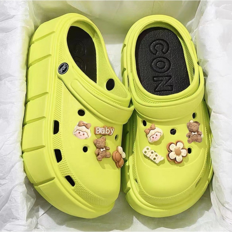 Detalhes do Sapatos de Buraco Espesso Ielgy de Buraco Espesso Verão Novo Verão Pisando em Chinelos de Sandálias Fofinhos de Merda