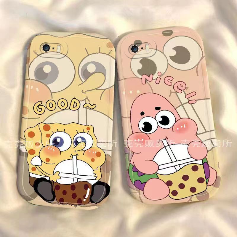 Pacote completo de silicone anti-queda TPU simples paida estrela Bob Esponja Bob Esponja para iPhone 5 5s SE2016 6 6s 7 8 SE 2020 SE3 2022 7 Plus 8 Plus Capa
