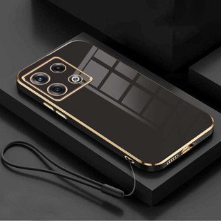 Xiaomi poco X6 Pro M6 X6Pro X5 5G Luxo Revestimento Quadrado De Bordas TPU Estojo Macio Com Brilhante De Cordão