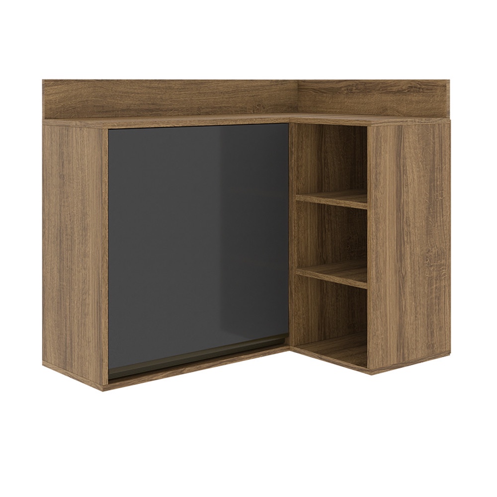 Armário Confort Aéreo 1 Porta Canto com Nicho Cinamomo/Grafite Batrol em Oferta na Shopee