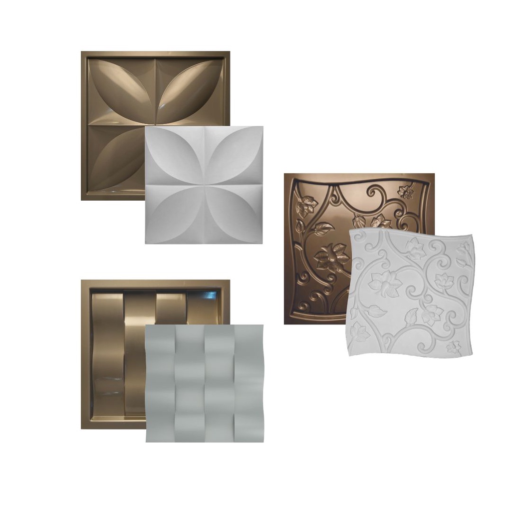 Kit 3 Formas Para Gesso 3D - Molde Petala Floral Ondas