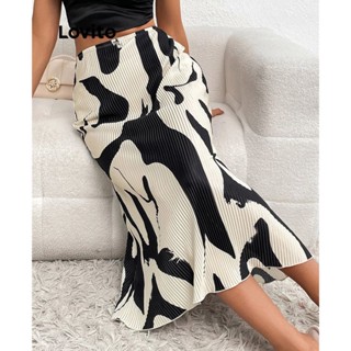 Lovito Saias Elegantes Com Padrão Geométrico Para Mulheres LNL36010 (Off White)