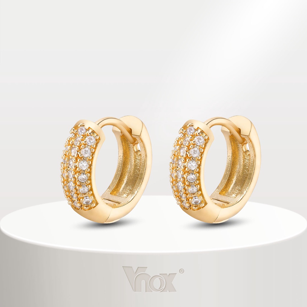 Brinco Vnox 24K Zircon Cubic Small Cute Hoop Earring , Hipoalergênico Brilhante Para Menina Feminina em Oferta na Shopee