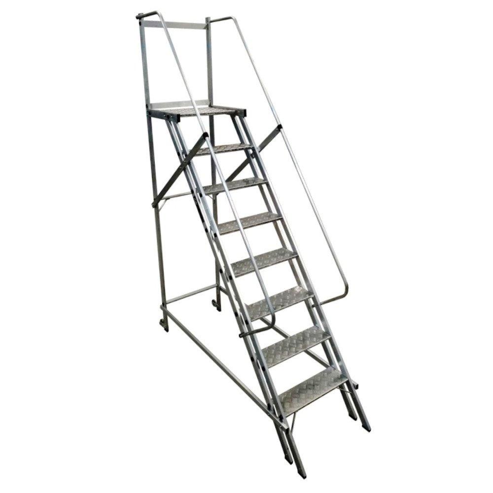 Escada Plataforma Trepadeira 2,00m 7 Degraus com 2 Rodas Tra em Oferta na Shopee