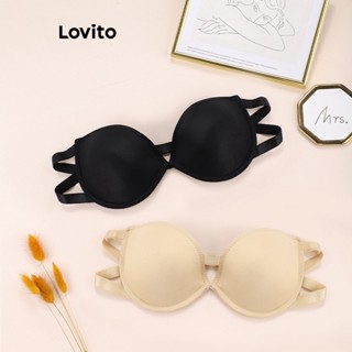 Lovito Casual Bralette Feminino Liso Básico LNA27241 (Preto)