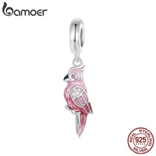 Bamoer 925 Sterling Sliver Charme De Fita De Papagaio Rosa Acessórios Para Pulseira em Oferta na Shopee