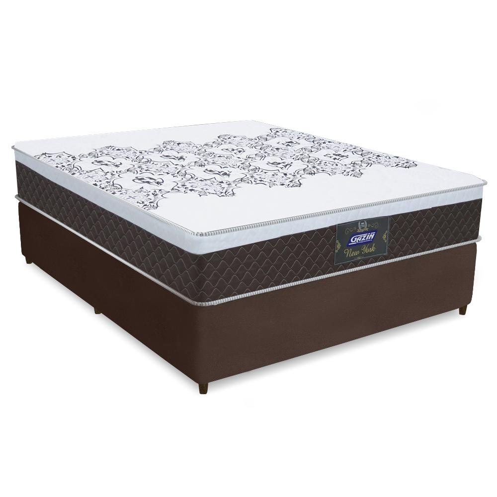 Cama Box Casal Molas Ensacadas New York Marrom 138x188x66cm - Home & Living
