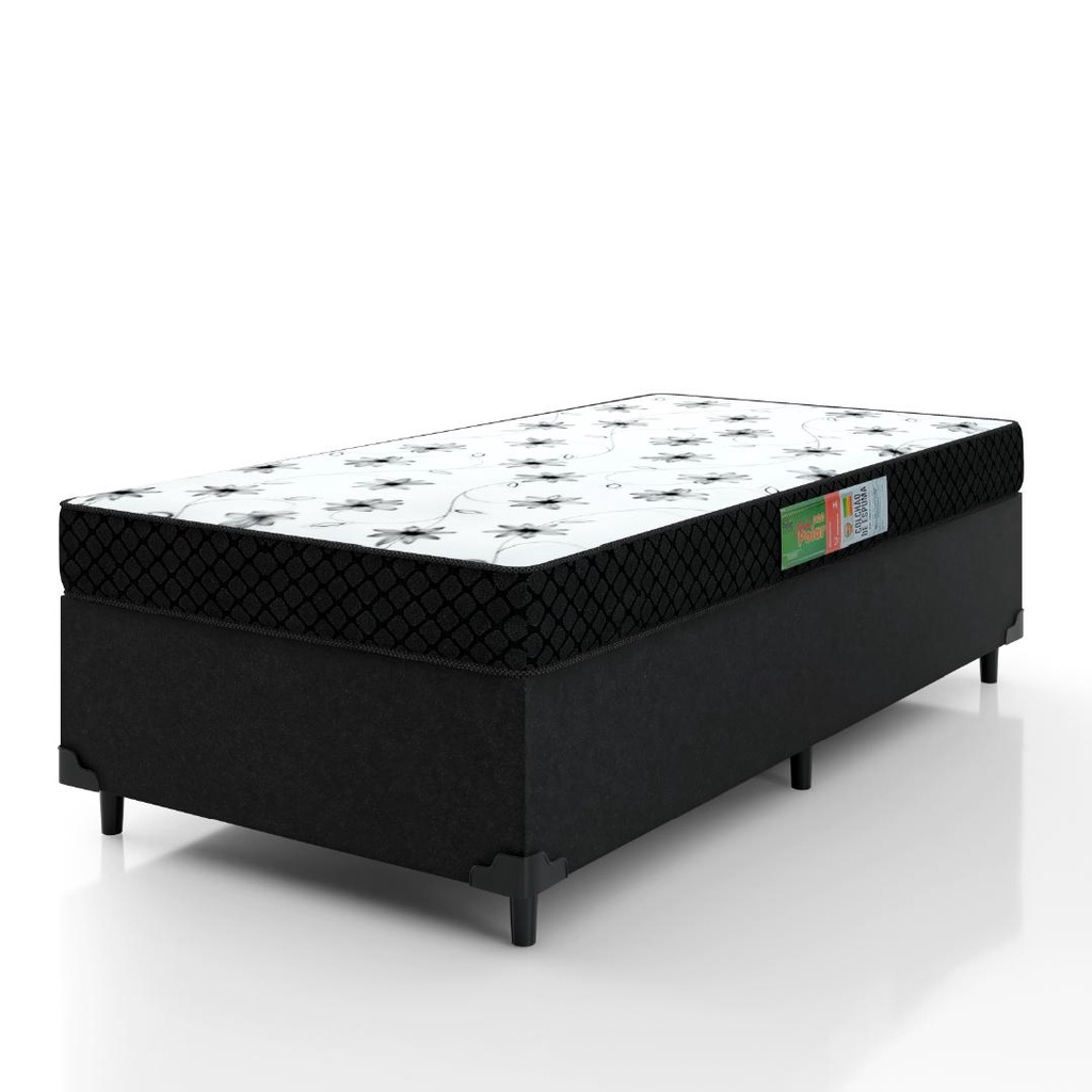 Cama Box Solteiro Colchão Espuma 88x188x50cm Polar Branco / Preto em Oferta na Shopee