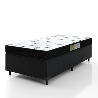 Cama Box Solteiro Colchão Espuma 88x188x50cm Polar Branco / Preto em Oferta na Shopee