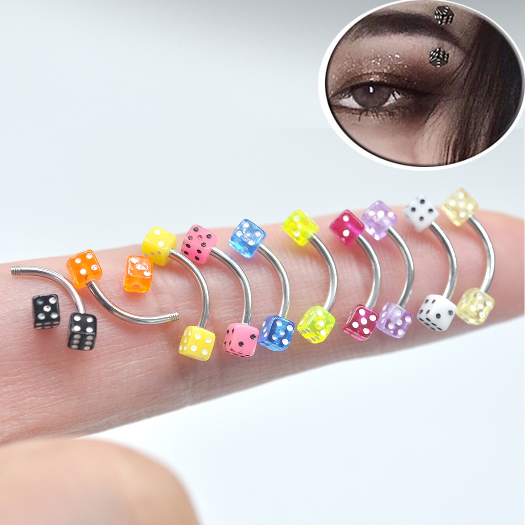 10PCS Jóias De Dados Piercing Curvas Barbell Helix Brincos De Cartilagem Labret Stud Rook Earring em Oferta na Shopee
