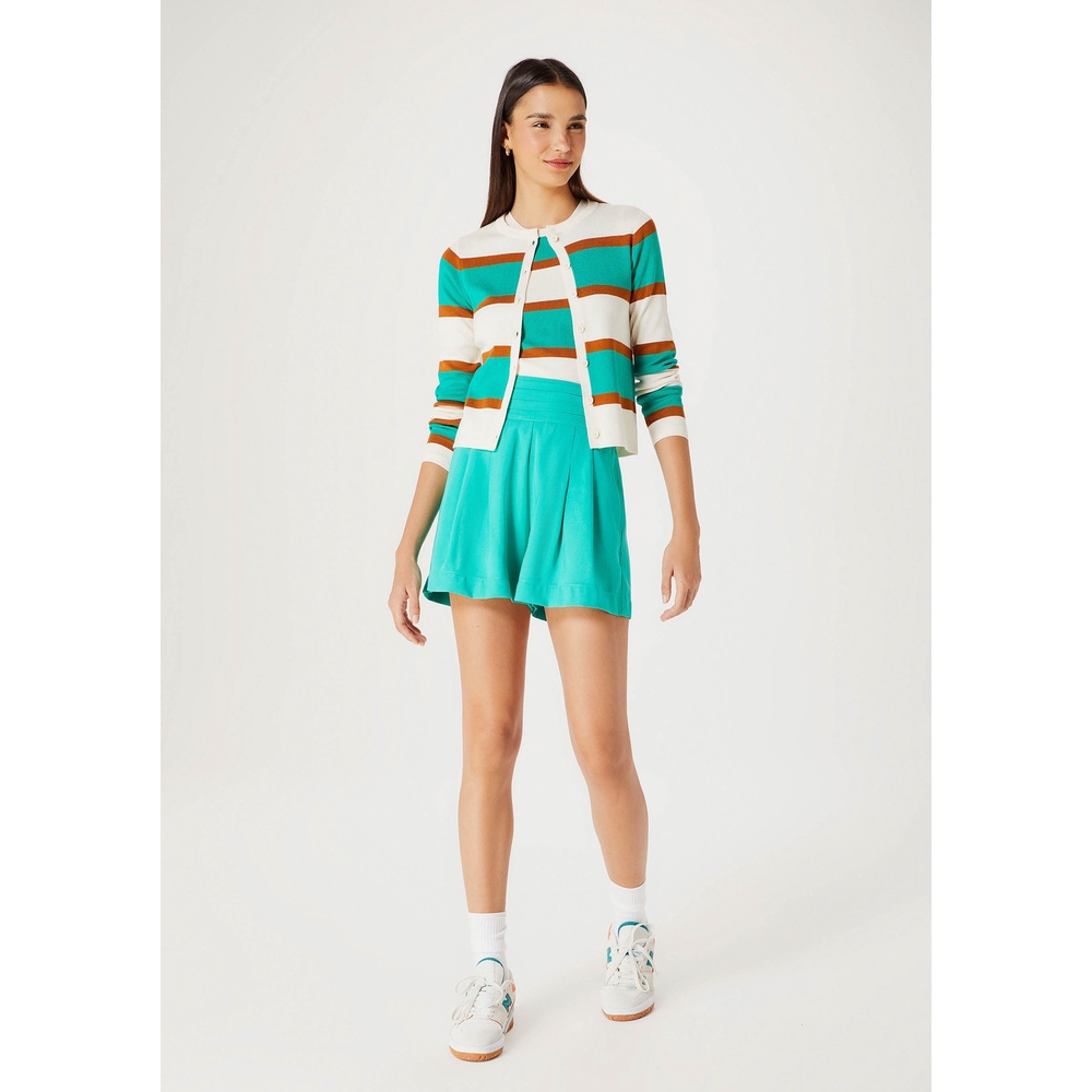Cardigan Feminino Listrado Em Tricô Hering - Women Clothes