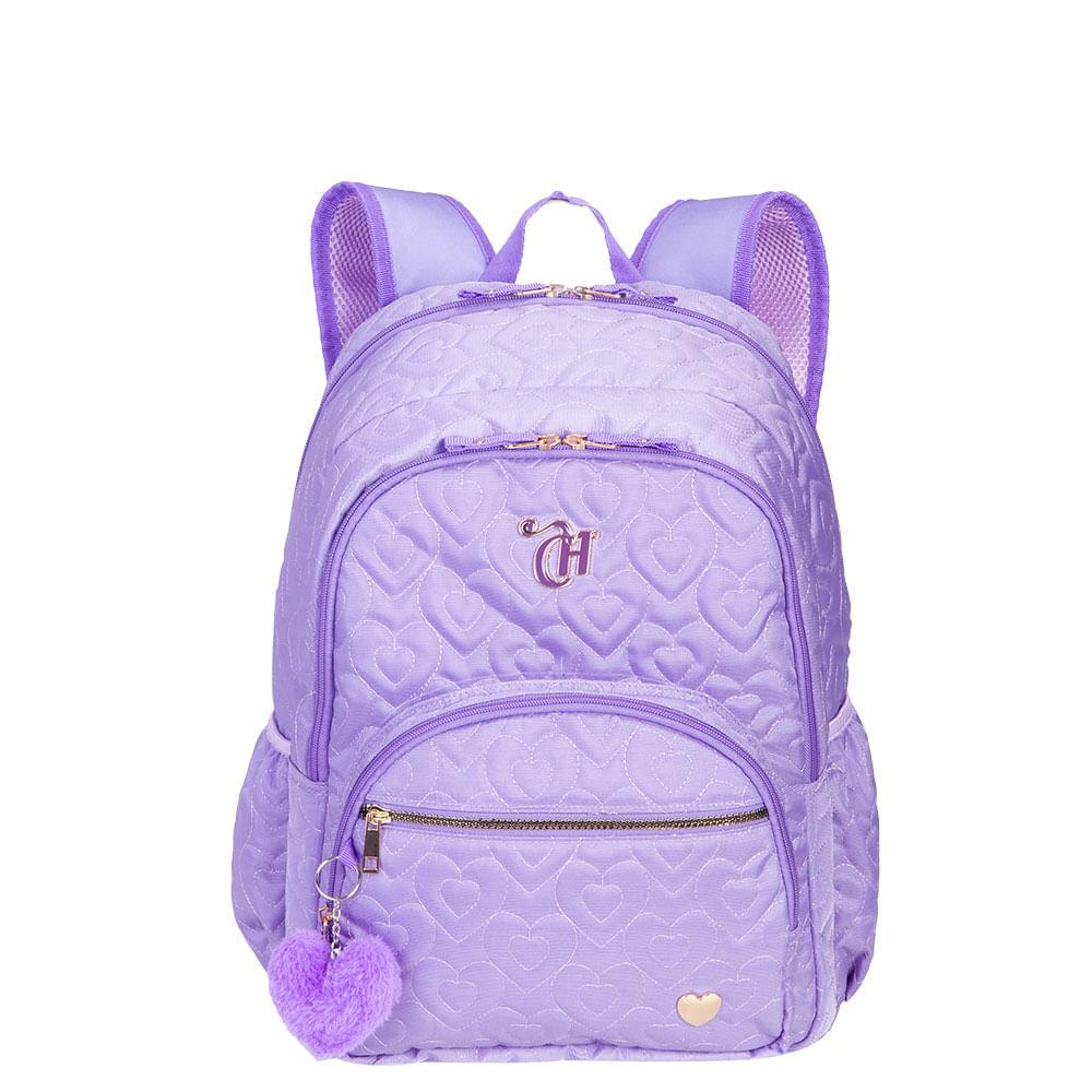Mochila Grande 2 Compartimentos Capricho Crush - Lilás - Baby & Kids Fashion