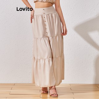 Lovito Saias Casuais Com Botões Frontais Lisos Para Mulheres LBL07107