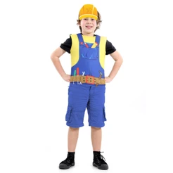 Fantasia Construtor Infantil Kit Peitoral Capacete Fantasia