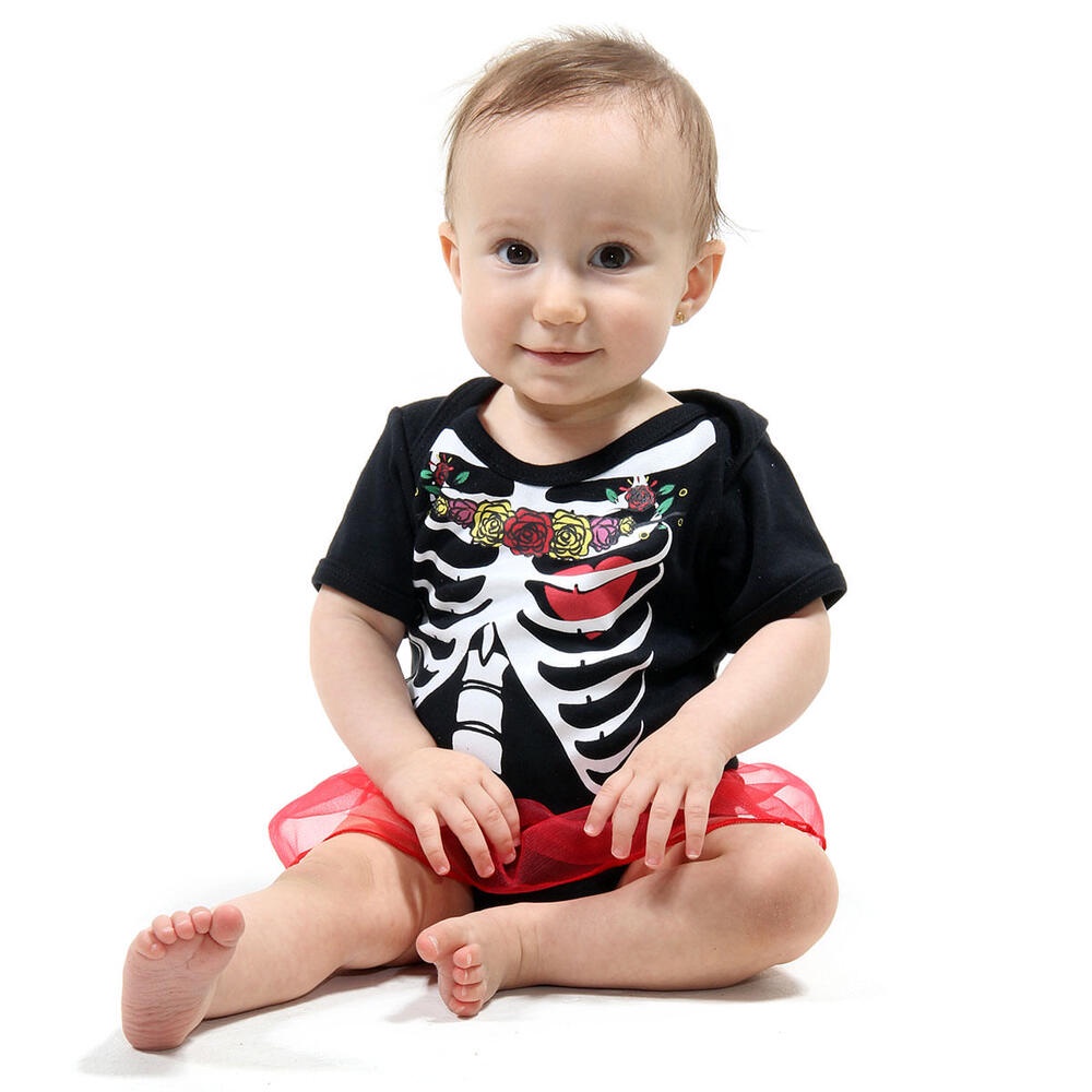 Fantasia Body Com Saia Bebê Caveira Mexicana - Halloween