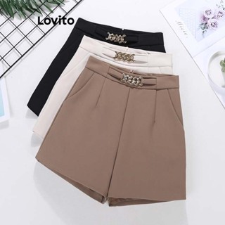 Lovito Shorts Elegantes De Corrente Lisa Para Mulheres LNL43034