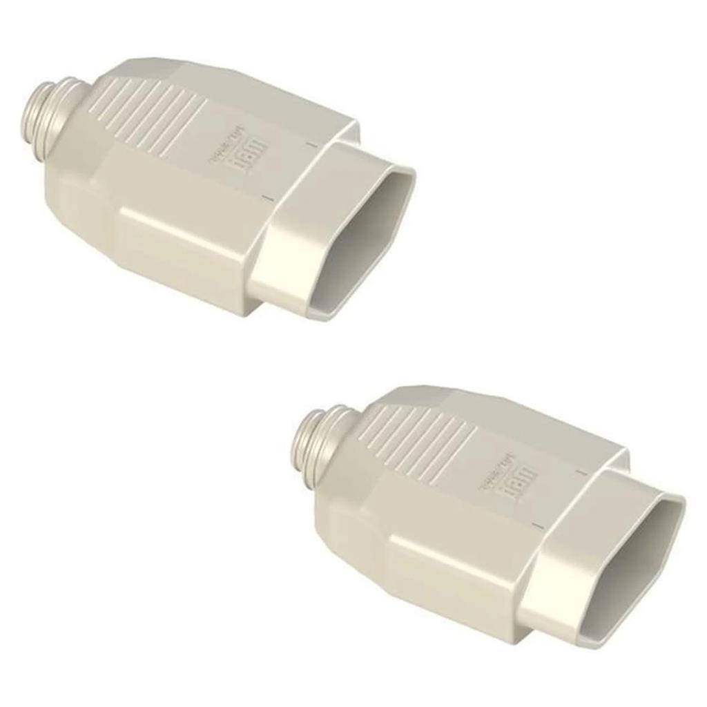 Kit 2 Plugues Femeas 2P+T 20A 250V Branco Axial Prensa Cabo