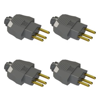 Kit 4 Plugues Machos 2P+T 20A 250V Cinza Axial Prensa Cabo