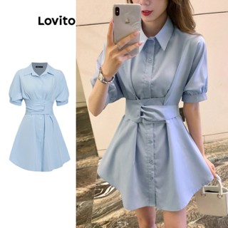 Lovito Vestido Casual Liso Cruzado Para Mulheres L77ED127