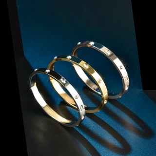 Unisex Fashion Trend Pulseira Aberta com Diamante Pulseira com Banho de Ouro