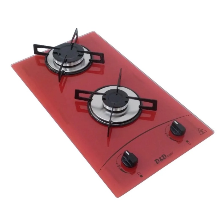 Fogão cooktop Gás D&D 2 bocas vermelho - acendimento automático em Oferta na Shopee