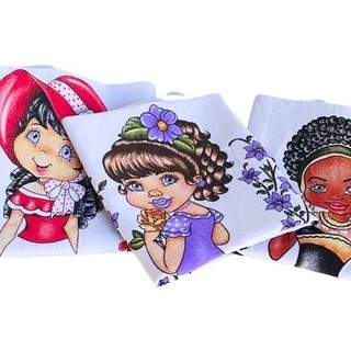 Pano Para Fazer Saia De Crochê Bonecas 10 Peças Tamanho Grande 70 x 45 Kit Estampado Bonequinha