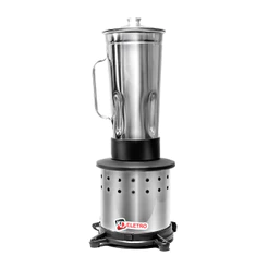 Liquidificador Industrial Alta Rotação 2 Litros Preto e Prata com Jarra de Aço Inoxidável 220V