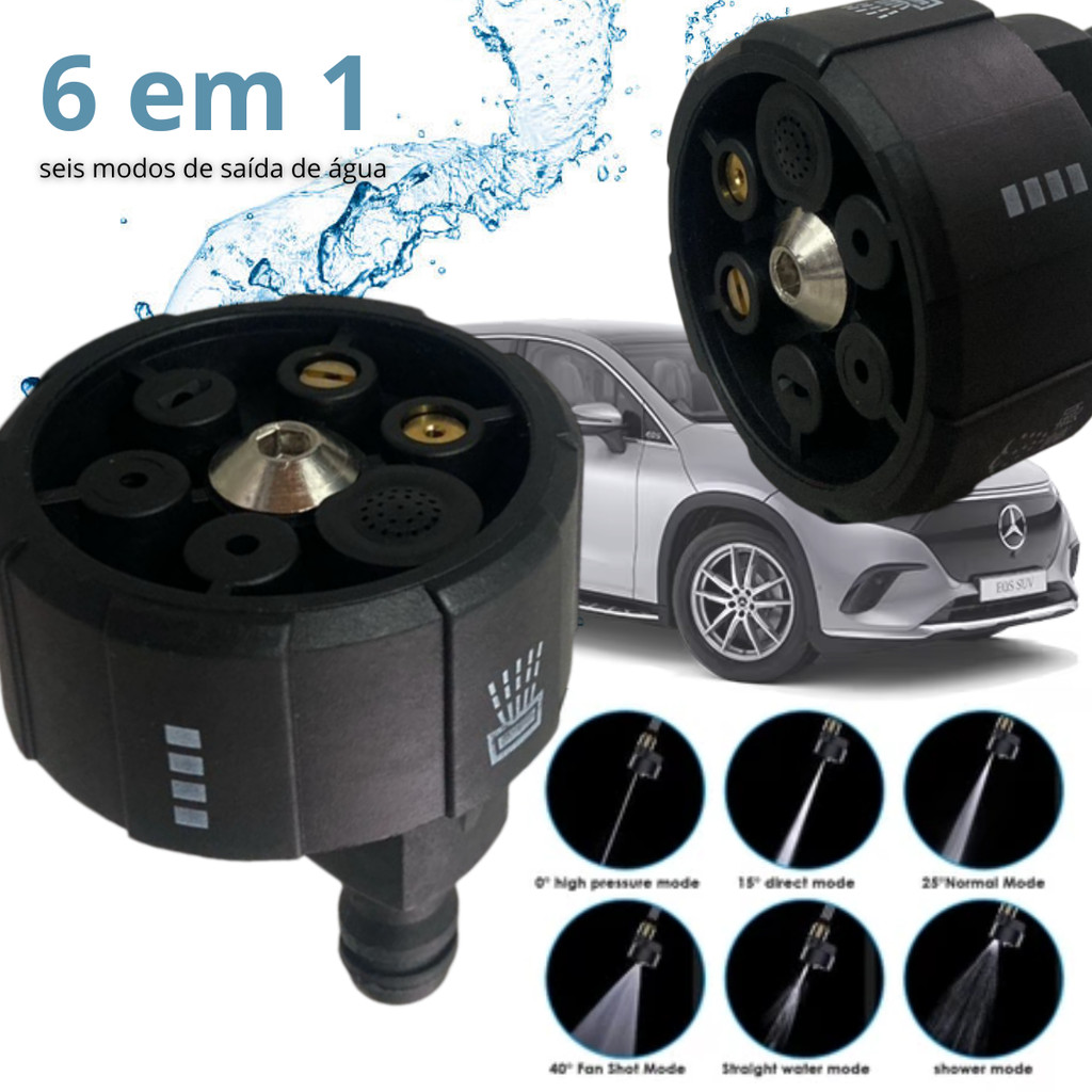 Bico 6 posições para lavadora de alta pressao portatil engate plastico - BW02 em Oferta na Shopee