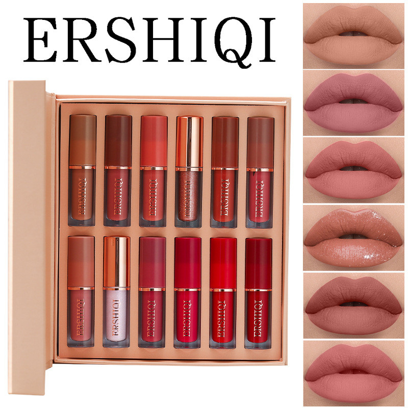 Conjunto 12 Brilhos Labiais Matte | Longa Duração | Maquiagem Boca