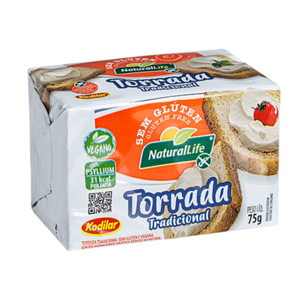 Torrada Tradicional Com Psyllium Sem Glúten Vegana - Natural Life 75g
