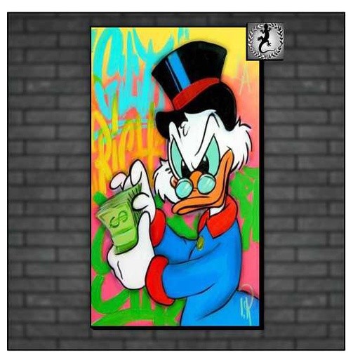 Quadro Decorativo Tio Patinhas Dinheiro Money Rico Luxo 1Peça Mdf 20x30  Alta Qualidade Full Hd
