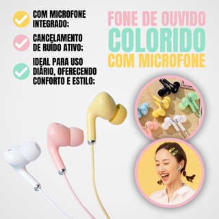 Fone de Ouvido c/ fio e microfone Cabo Reforçado Excelente Qualidade