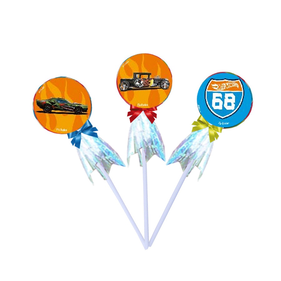 Pirulito Lembrancinha Festa Hot Wheels 10 Unidades Rizzo - Food & Beverages