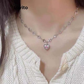 Lovito Elegante Simples Colar de Coração Feminino L63AD005 (Prata)