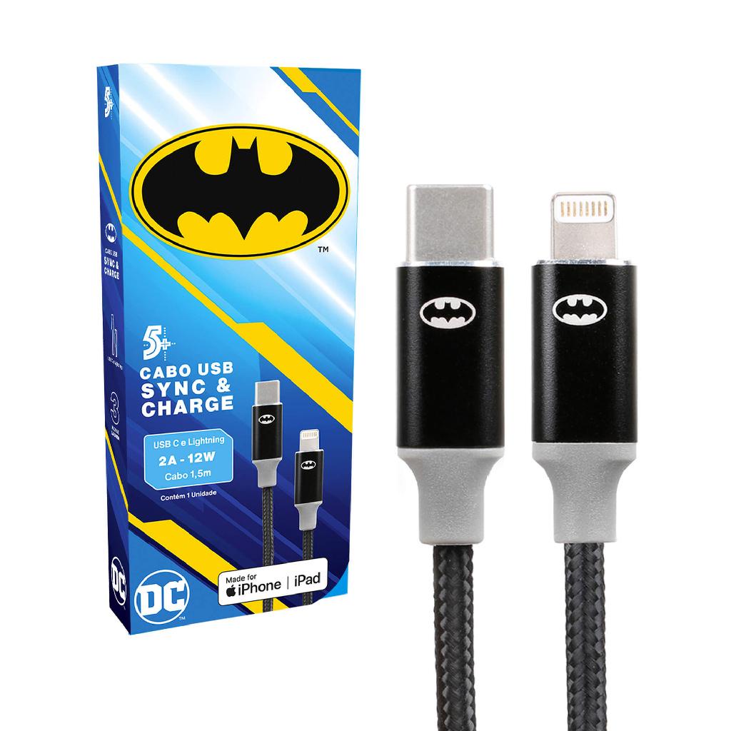 Cabo Carregador Rápido Turbo Usb-C para Lightning - Batman