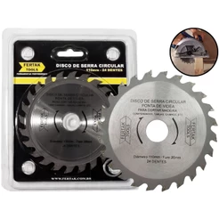 Disco Serra Circular Com 24 Dentes Para Madeira Marcenaria Precisão Fertak