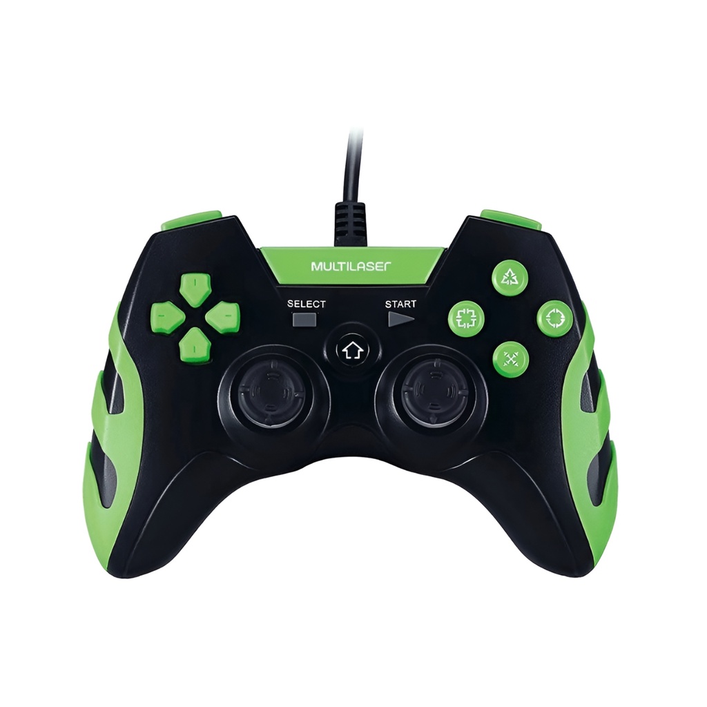 Controle Gamer Ps3/pc Preto/verde Multilaser Js091