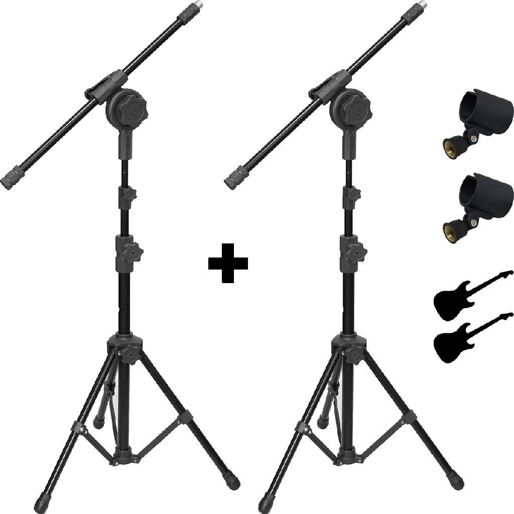 Pedestal para Microfone Sem Fio Girafa de 2 Estagios com Cachimbo e Adesivos Kit com 2