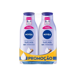 Loção Hidratante Nivea Soft Milk 48h com 2 Unidades de 400ml Cada