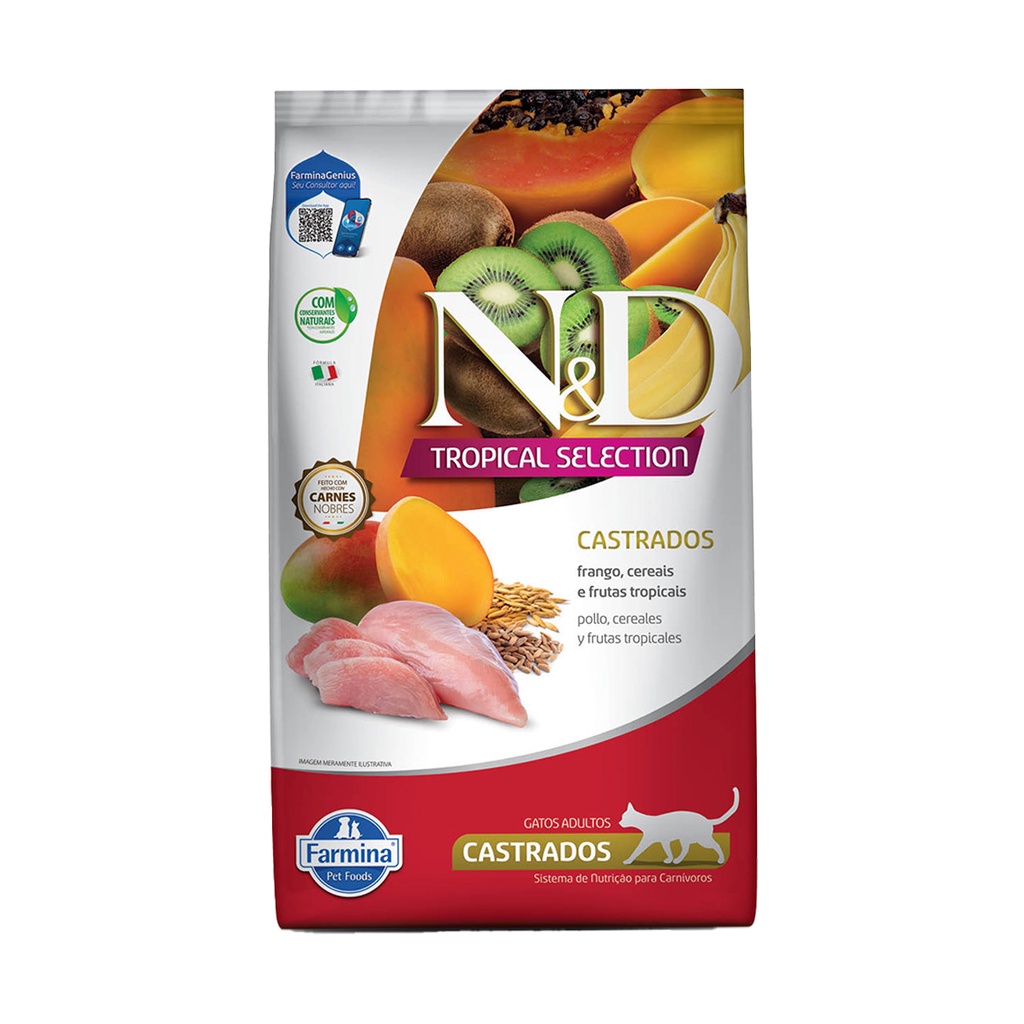 Ração N&D Tropical Selection para Gatos Castrados Frango 7kg em Oferta na Shopee