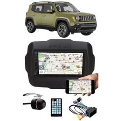 Multimídia Jeep Renegade Espelhamento Bluetooth USB SD Card + Interface Comando Volante + Moldura + Chicotes + Câmera Ré