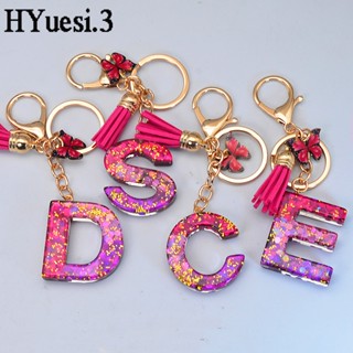 Fashion Red Purple Gradient Letter Keychain Resina De Chaveiro Com Lantejoulas De Gradiente Vermelho Alfabeto Cheio De Inicial Feminino Nome De Menina Pingente