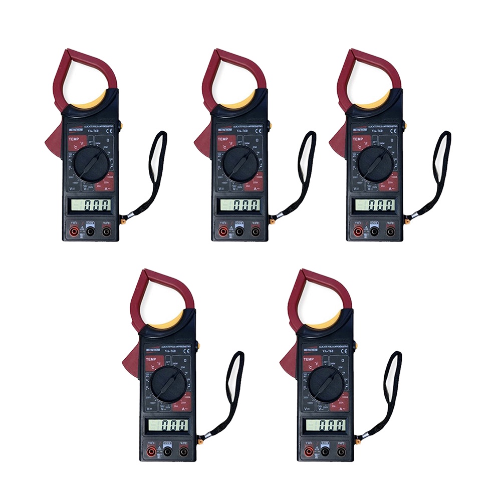 Kit 5 Alicate Volt Amperímetro Tensão Continuidade Corrente Resistência Temperatura Va-760 Portátil