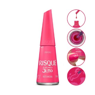 Esmalte Cremoso Esti Rosa Meu Jeito Risque Manicure Unha