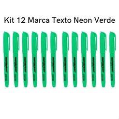 Kit 12 Marca Texto Neon Verde Masterprint - Grifa Texto