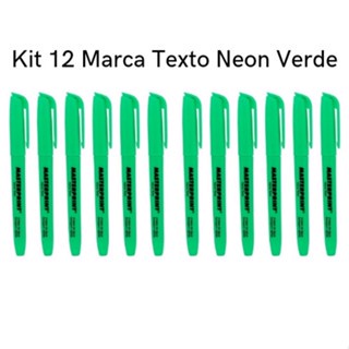 Kit 12 Marca Texto Neon Verde Masterprint - Grifa Texto em Oferta na Shopee