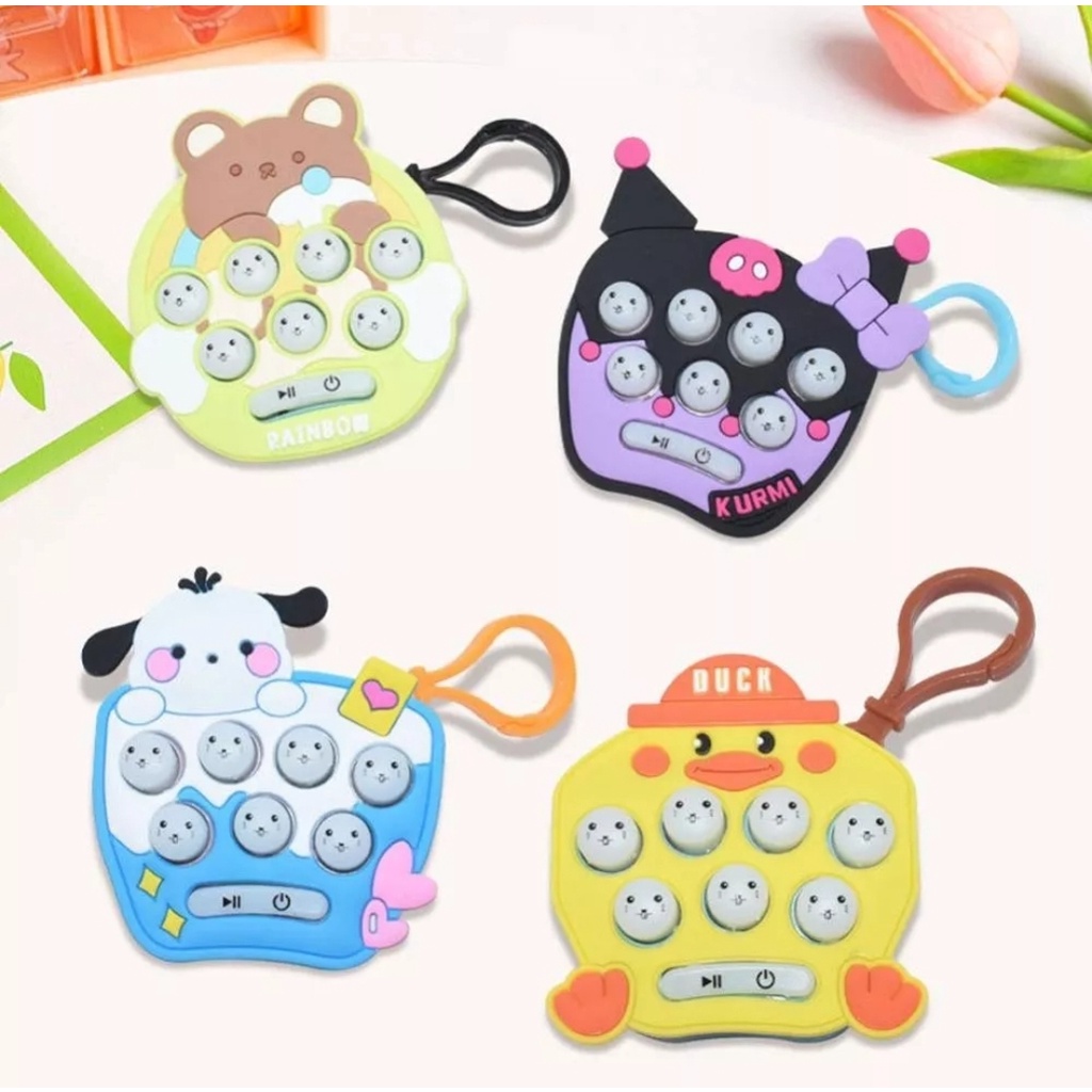 Chaveiro Mini Pop It Fidget Anti Stress Brinquedo Console Jogo Game Eletrônico Som Luz para Crianças Adulto Infantil