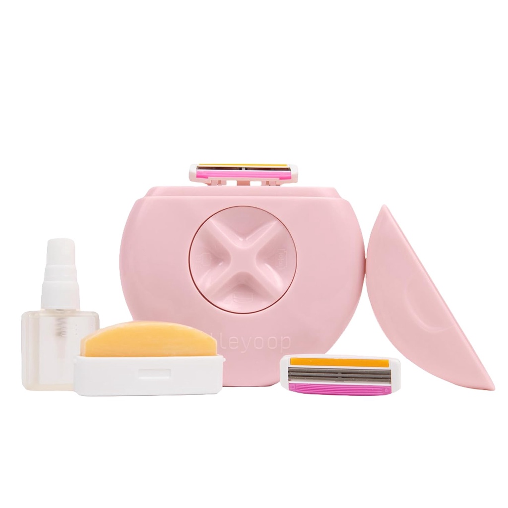 barbeador portáteis de viagem  lâminas recarregáveis 3 em 1 com barra hidratante ,  frasco de spray de água e rolo massageador de pedra jade